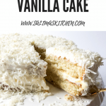 A slice of gluten free vanilla coconut cake
