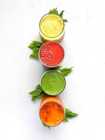 A quartet of freshly squeezed juice.