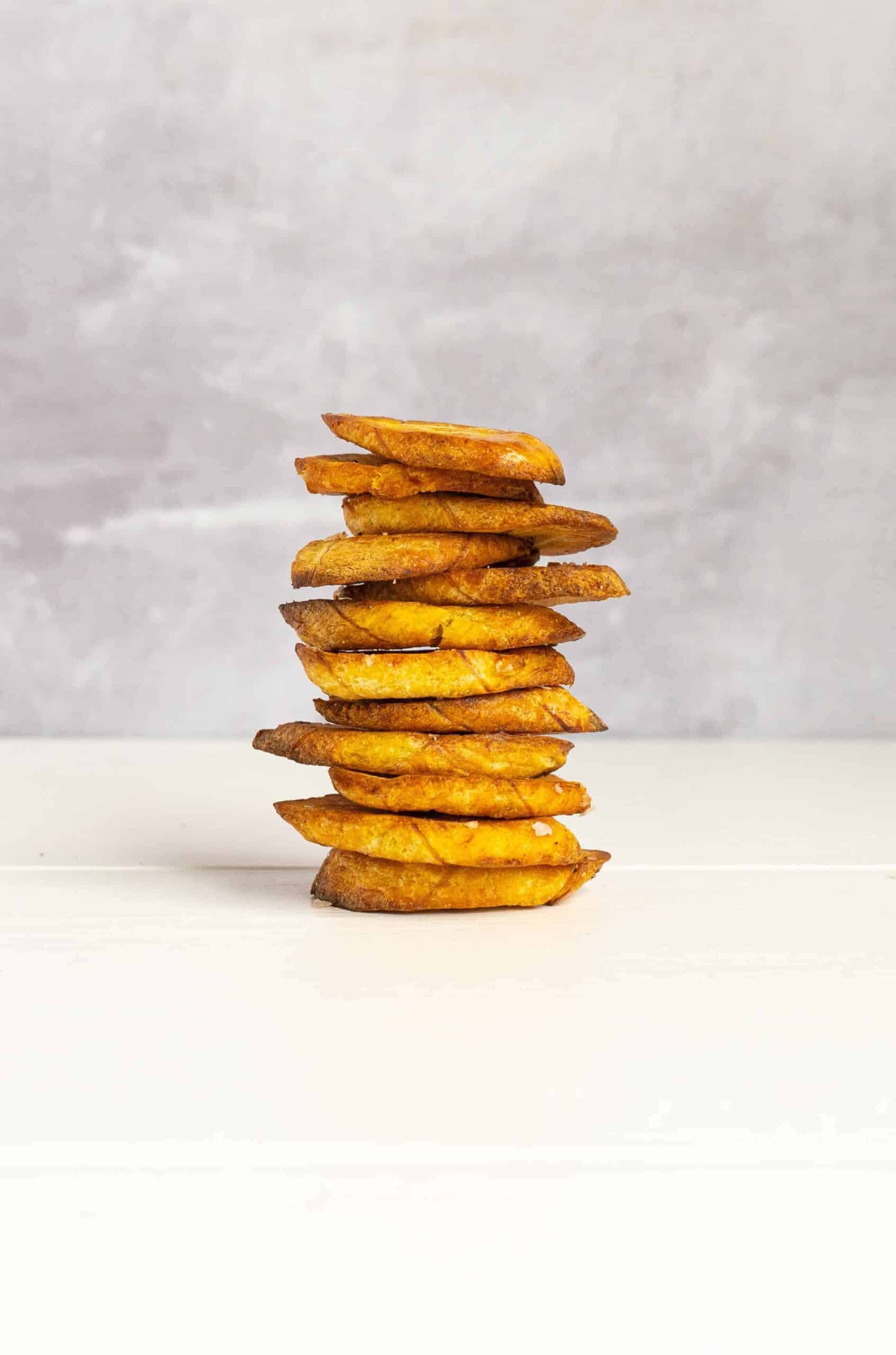A stack of plantain chips