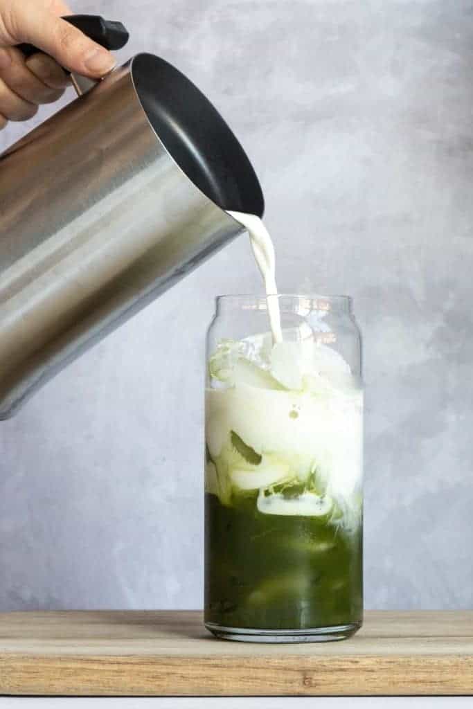 An iced matcha latte.