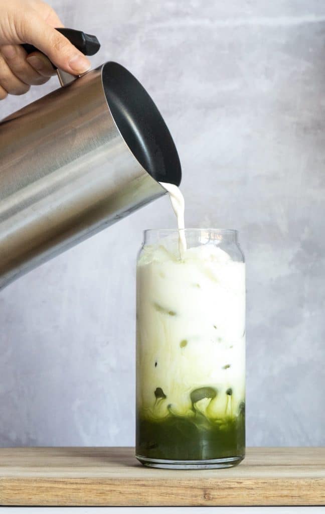 An iced matcha latte.