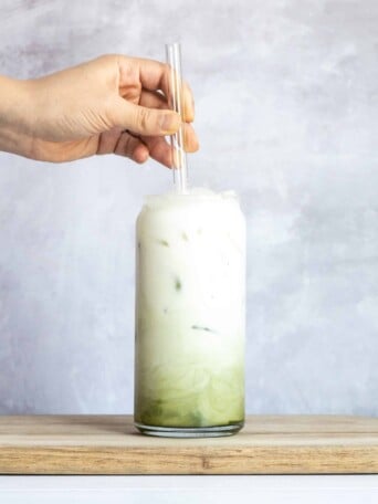 An iced matcha latte.