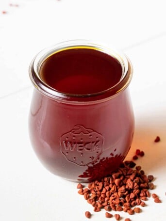 A jar of achiote oil