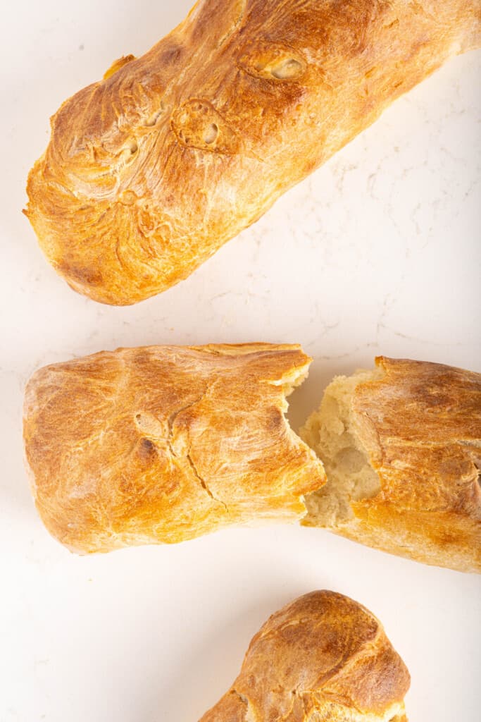 Water bread on a white table