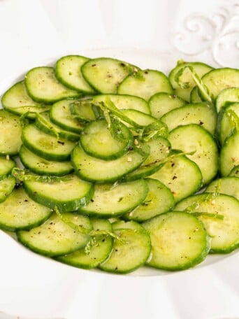 A plate of cucumber salad