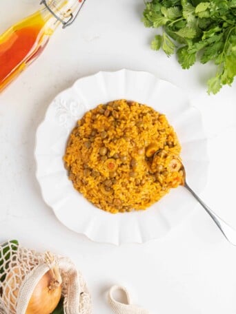 arroz con gandules on a plate