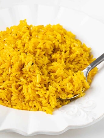turmeric basmati rice on a plate