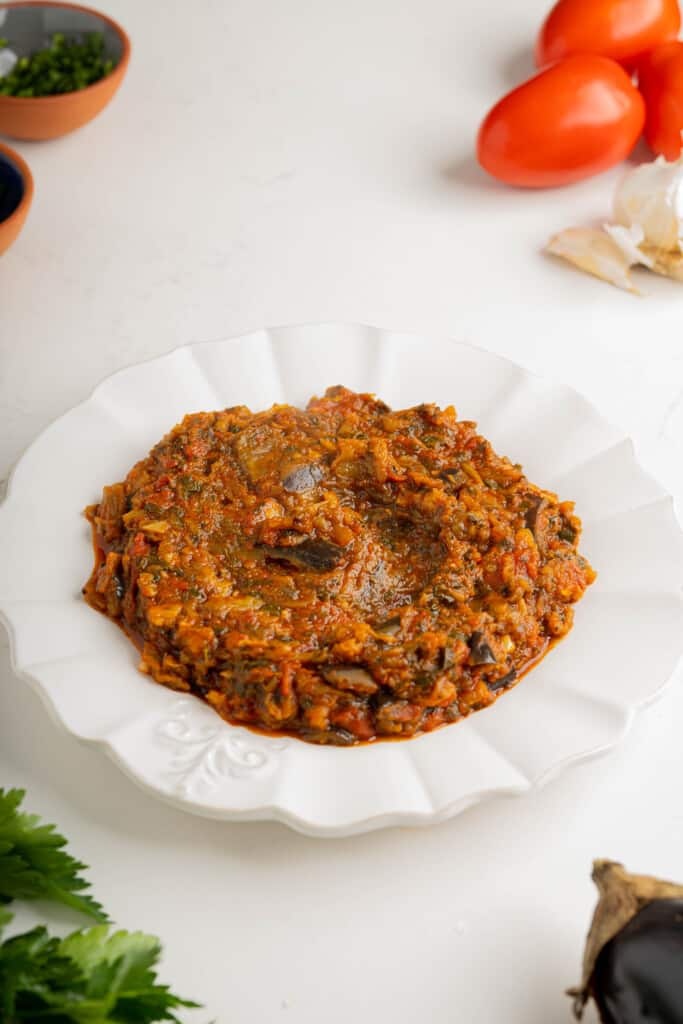 a plate of Moroccan eggplant dip