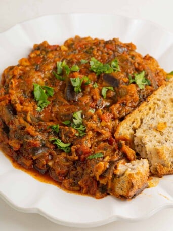 a plate of Moroccan eggplant dip