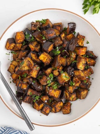 roasted eggplant in a bowl