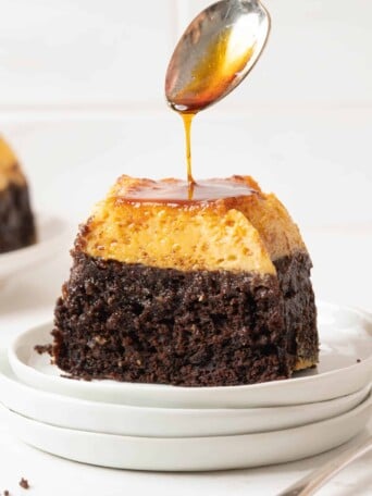 chocoflan on a plate