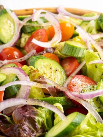 a green salad in a bowl