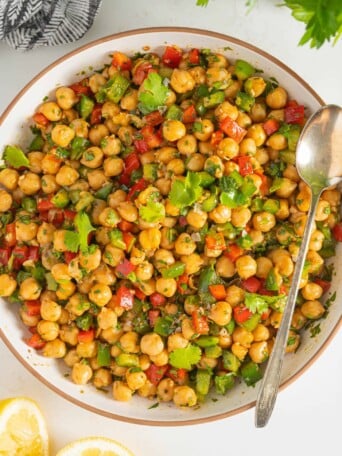 spiced chickpea salad in a bowl