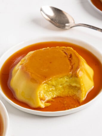 a piece of vegan flan