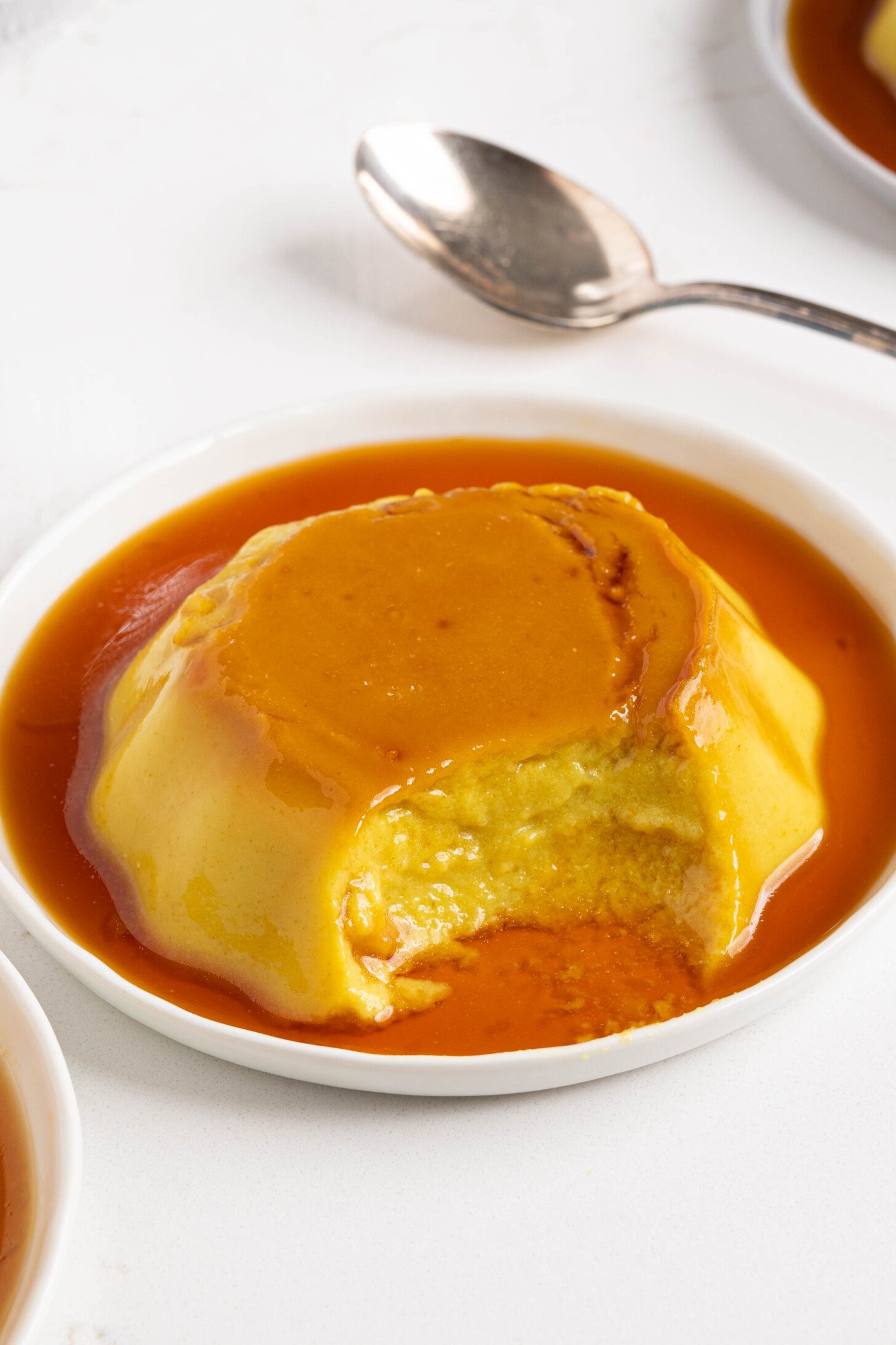 a piece of vegan flan