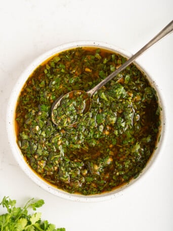 a bowl of chermoula marinade