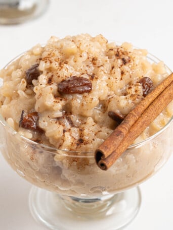 A bowl of coconut rice pudding.