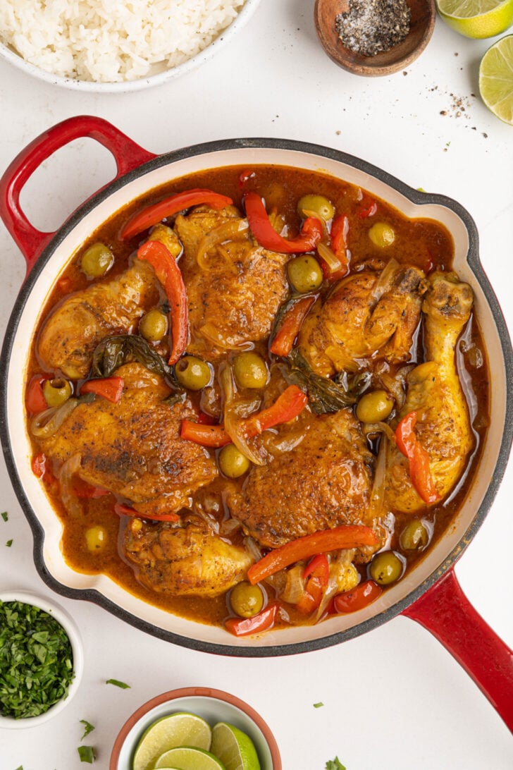 Chicken stew in a pot.