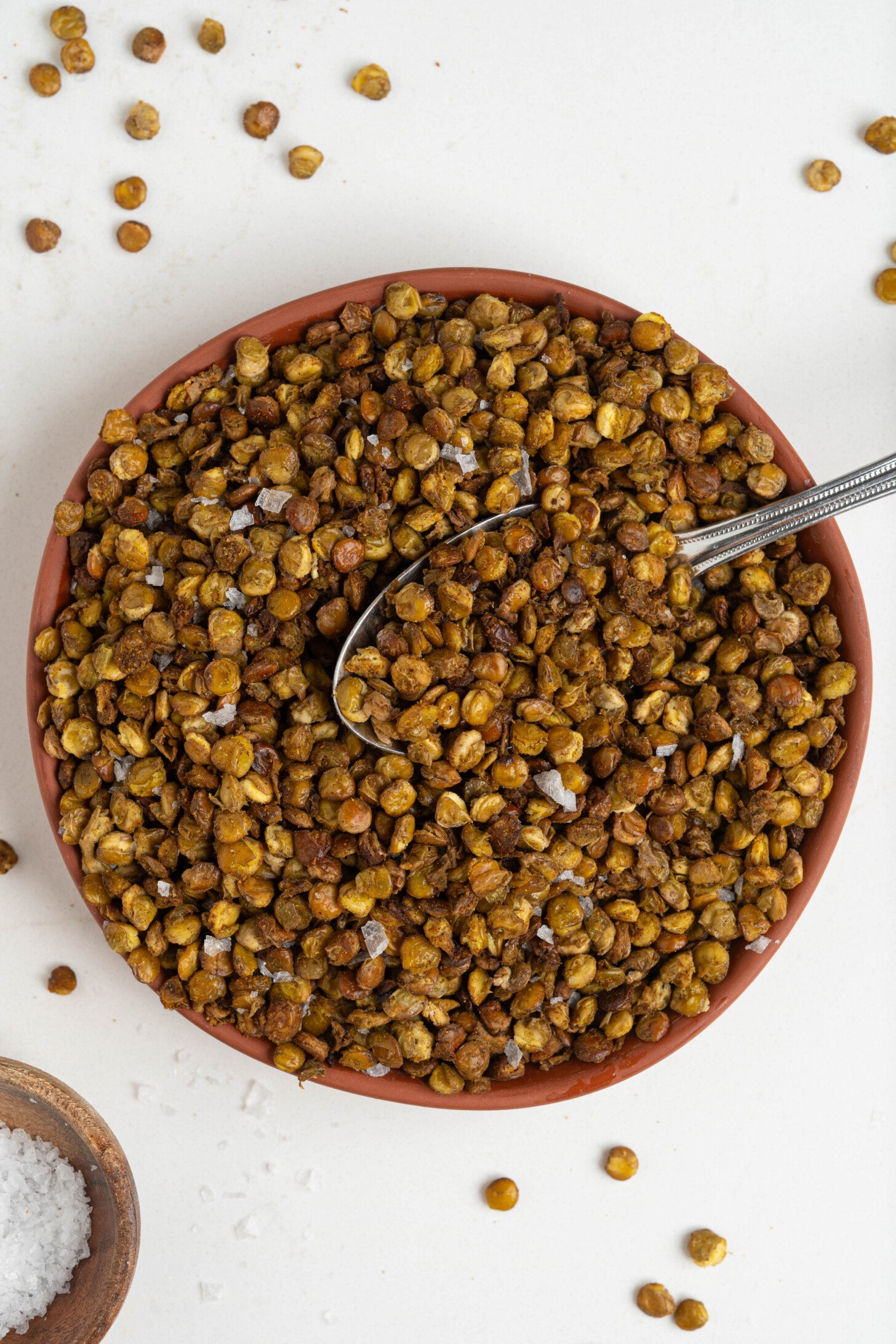 A cup of crushed roasted lentils.