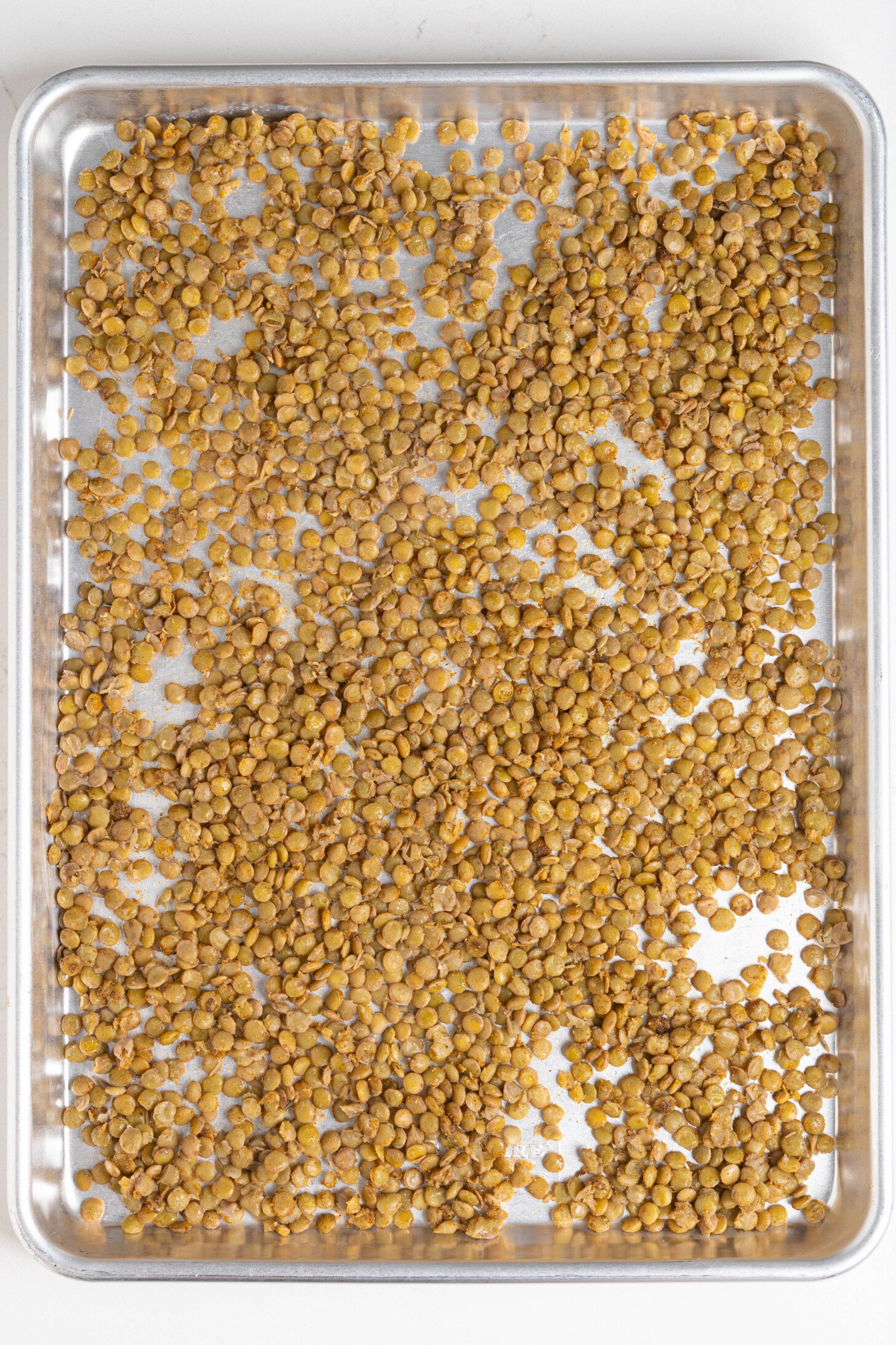 Spicy pulses on the baking sheet.