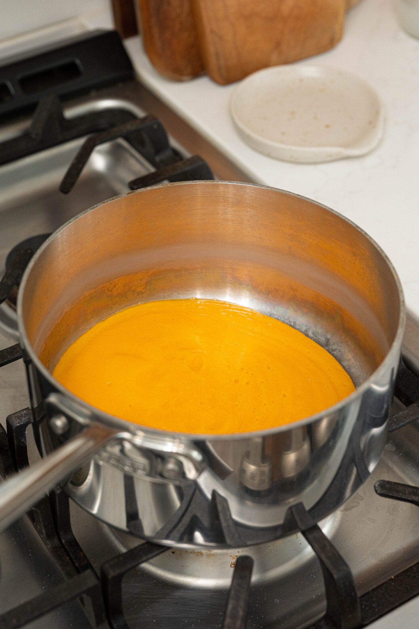 A pot of mango hubano hot sauce.