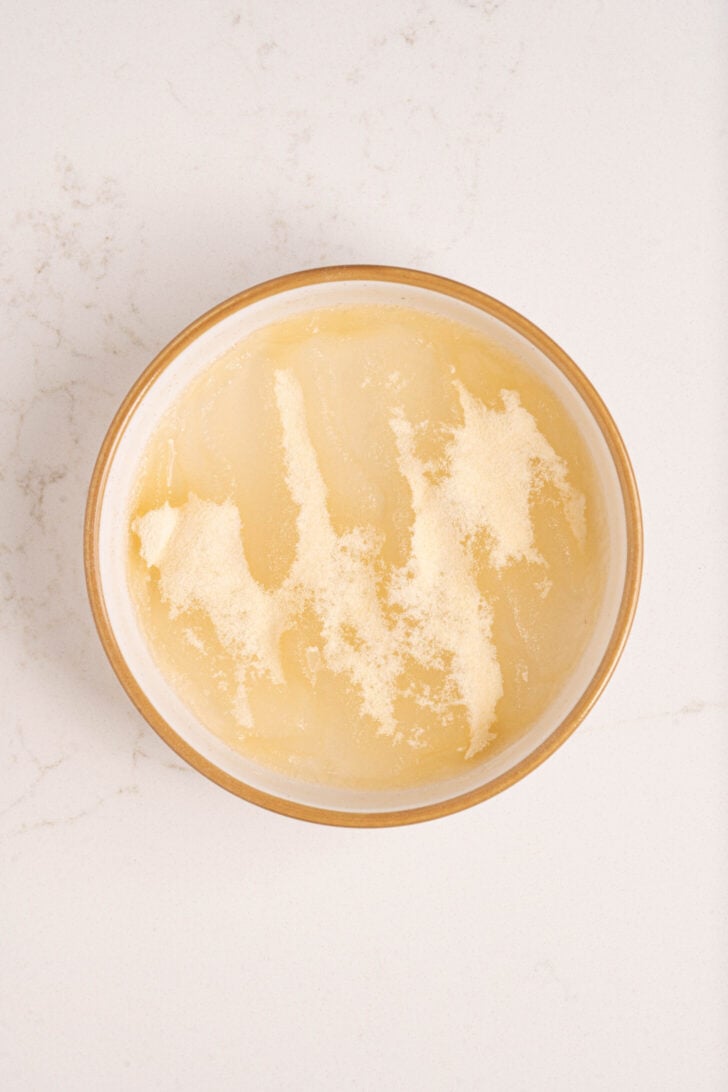 The gelatin opens in a bowl.