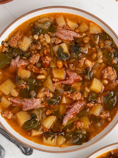 A bowl of caldo gallego.