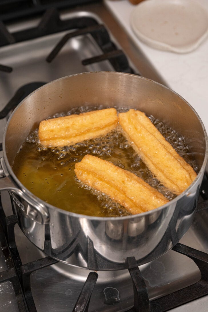 Frying in oil.
