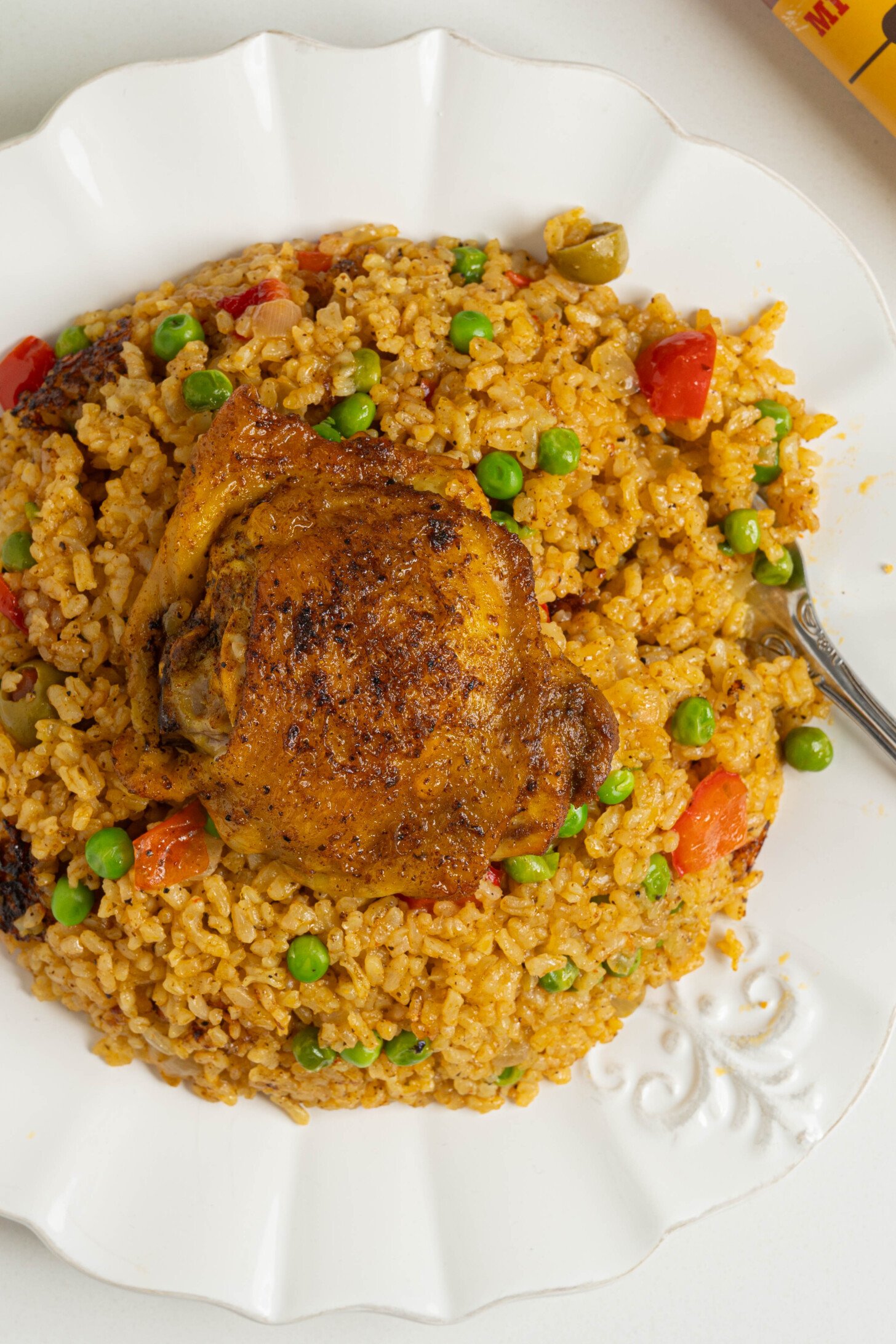 A plate of arroz con pollo.