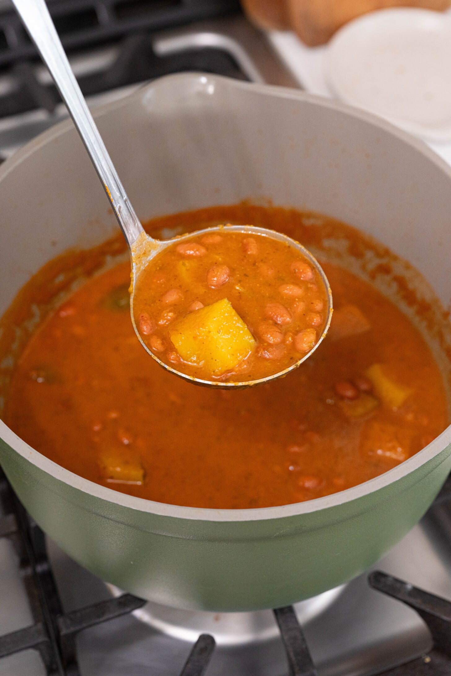 A pot of habichuelas guisadas.