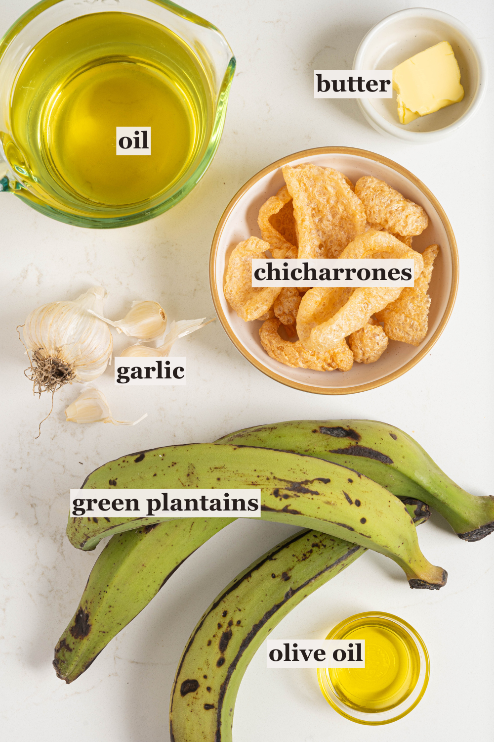 Bowls of oil, chicharrones, and more.