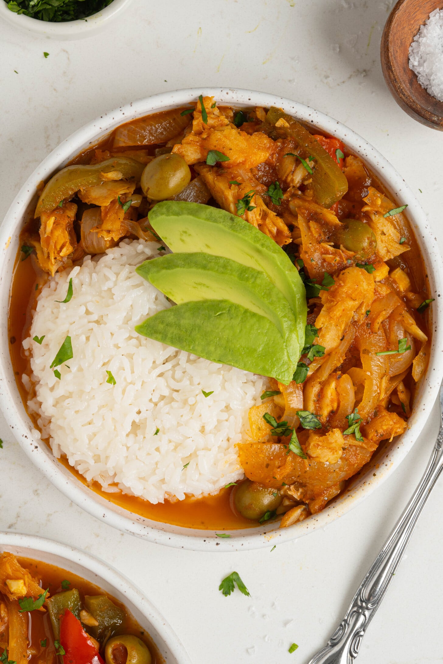 A bowl of bacalao guisado.