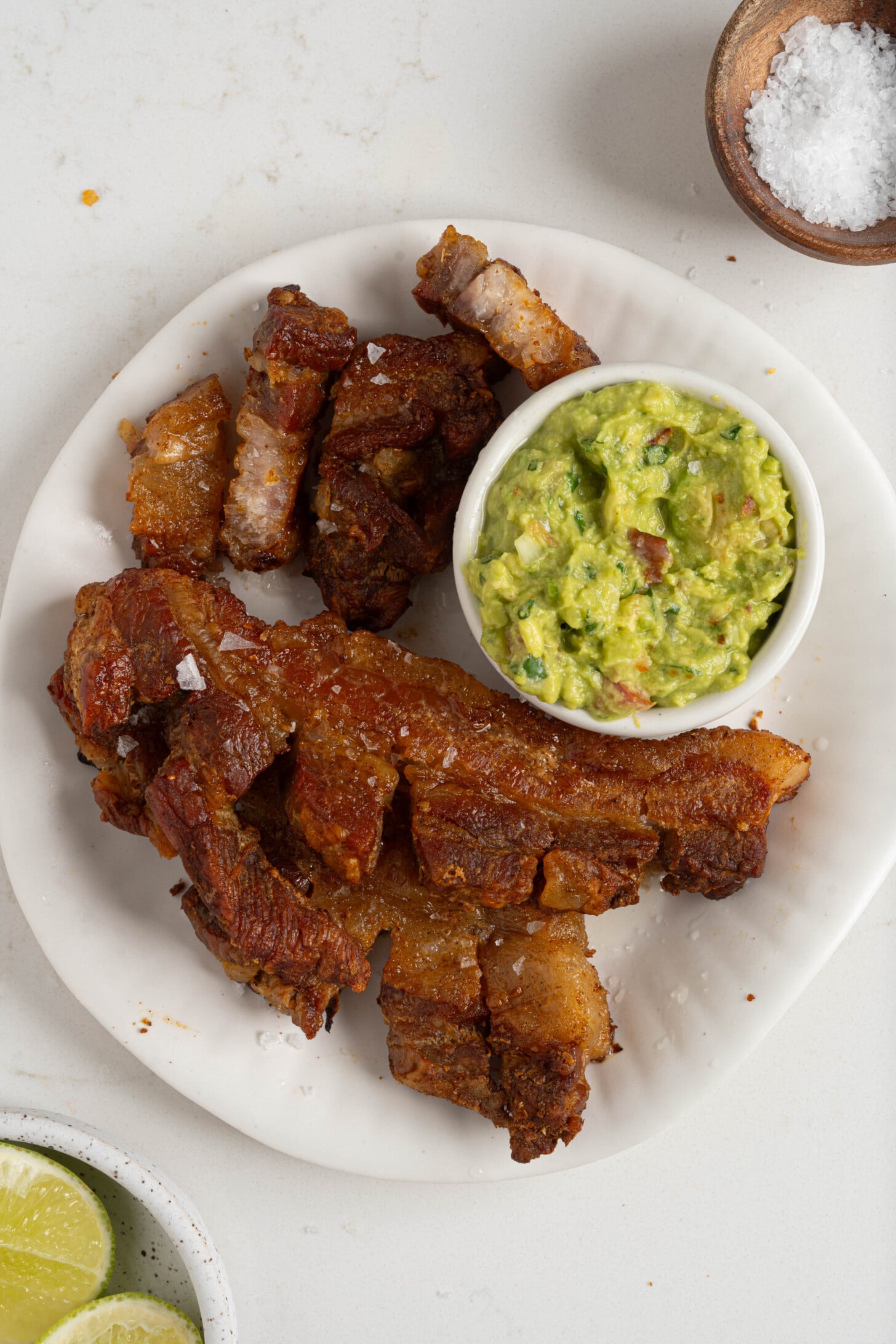 Crispy chicharrones on a plate.