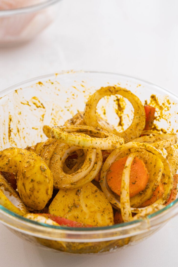 Vegetables with a Moroccan marinade.