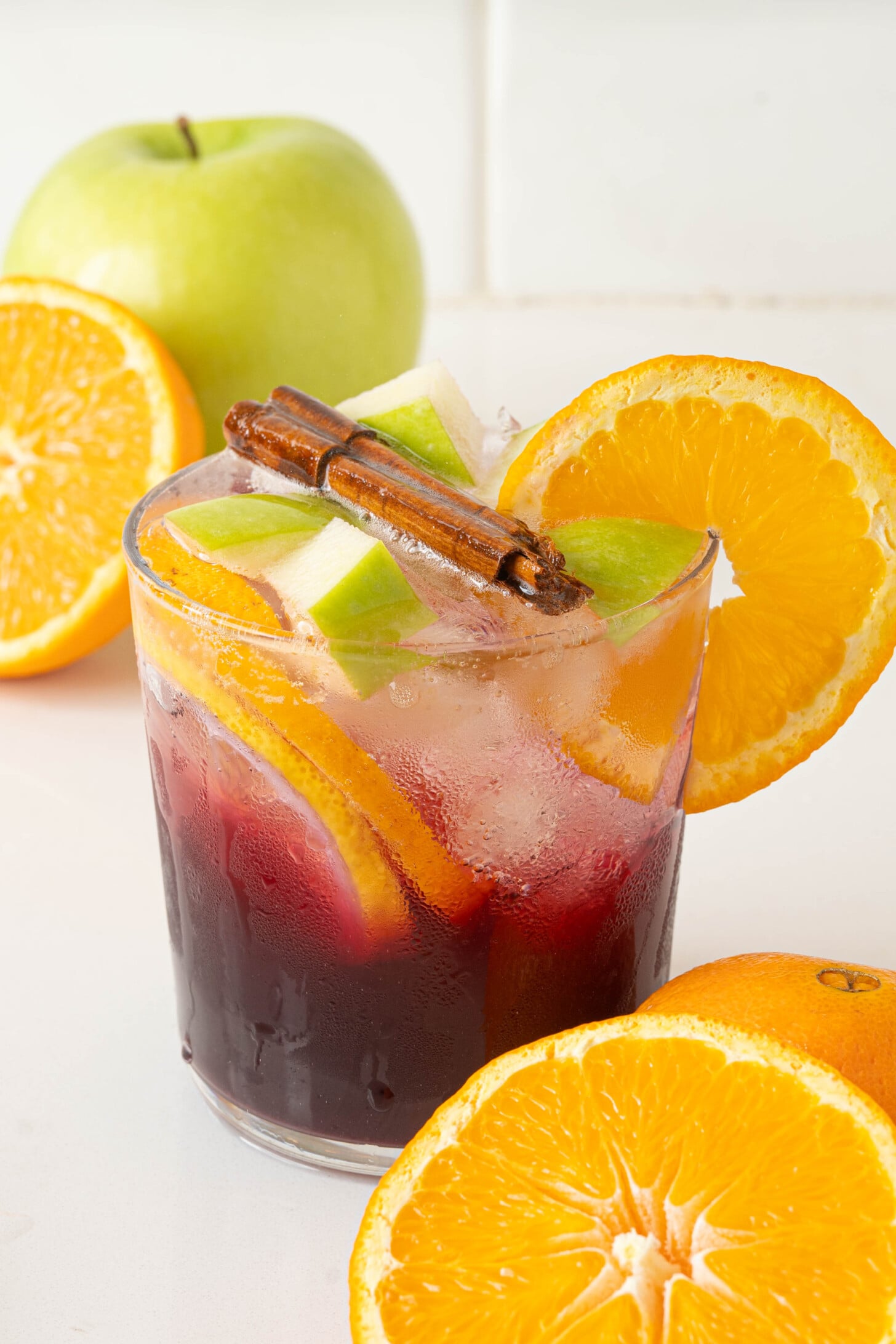 A glass of red sangria.