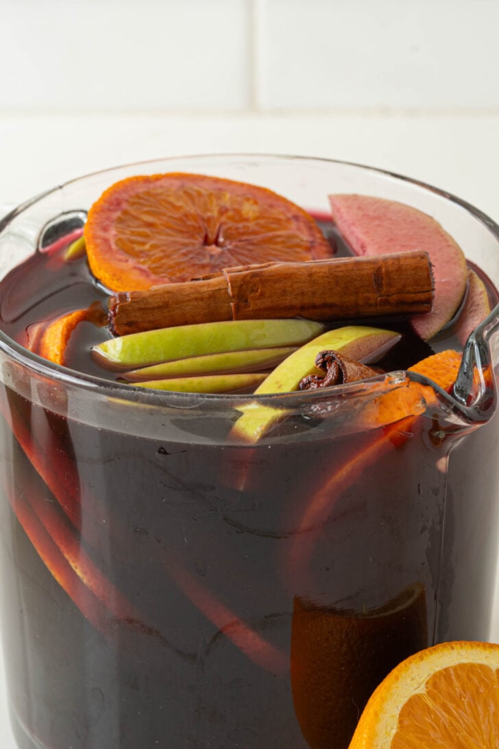 Sangria in a pitcher.
