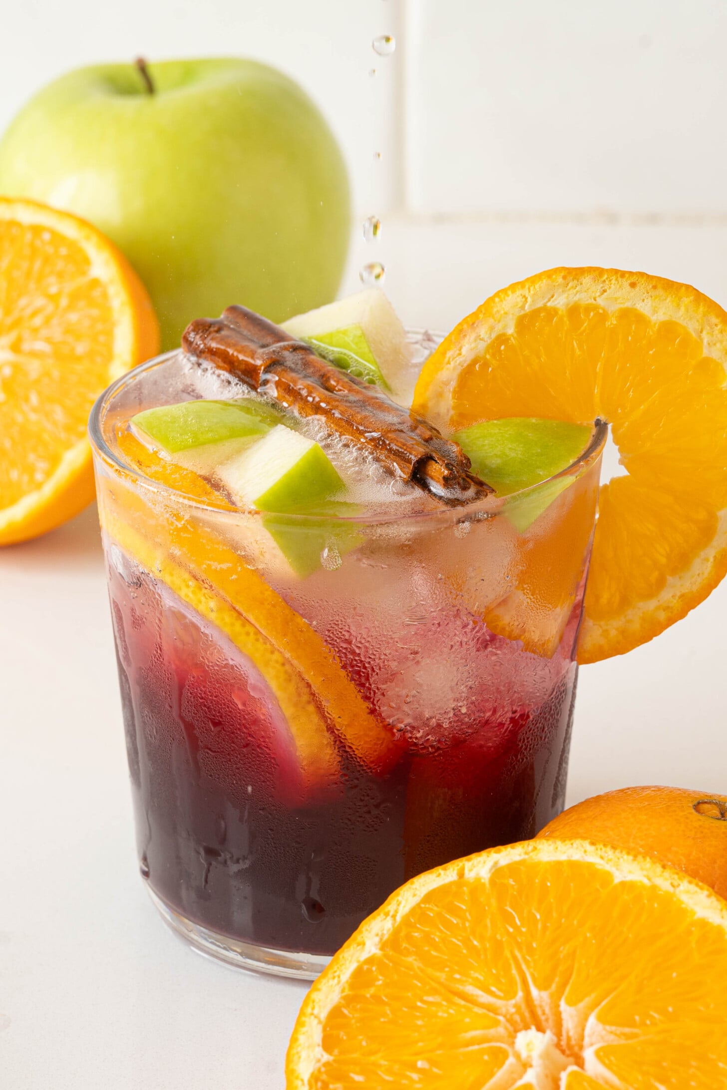 A glass of red sangria.