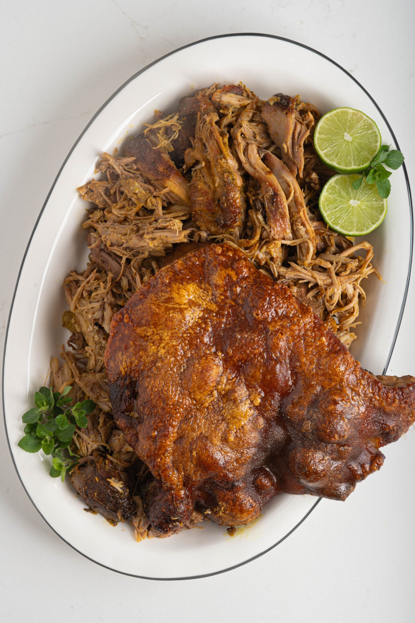 A plate of Puerto Rican pernil.