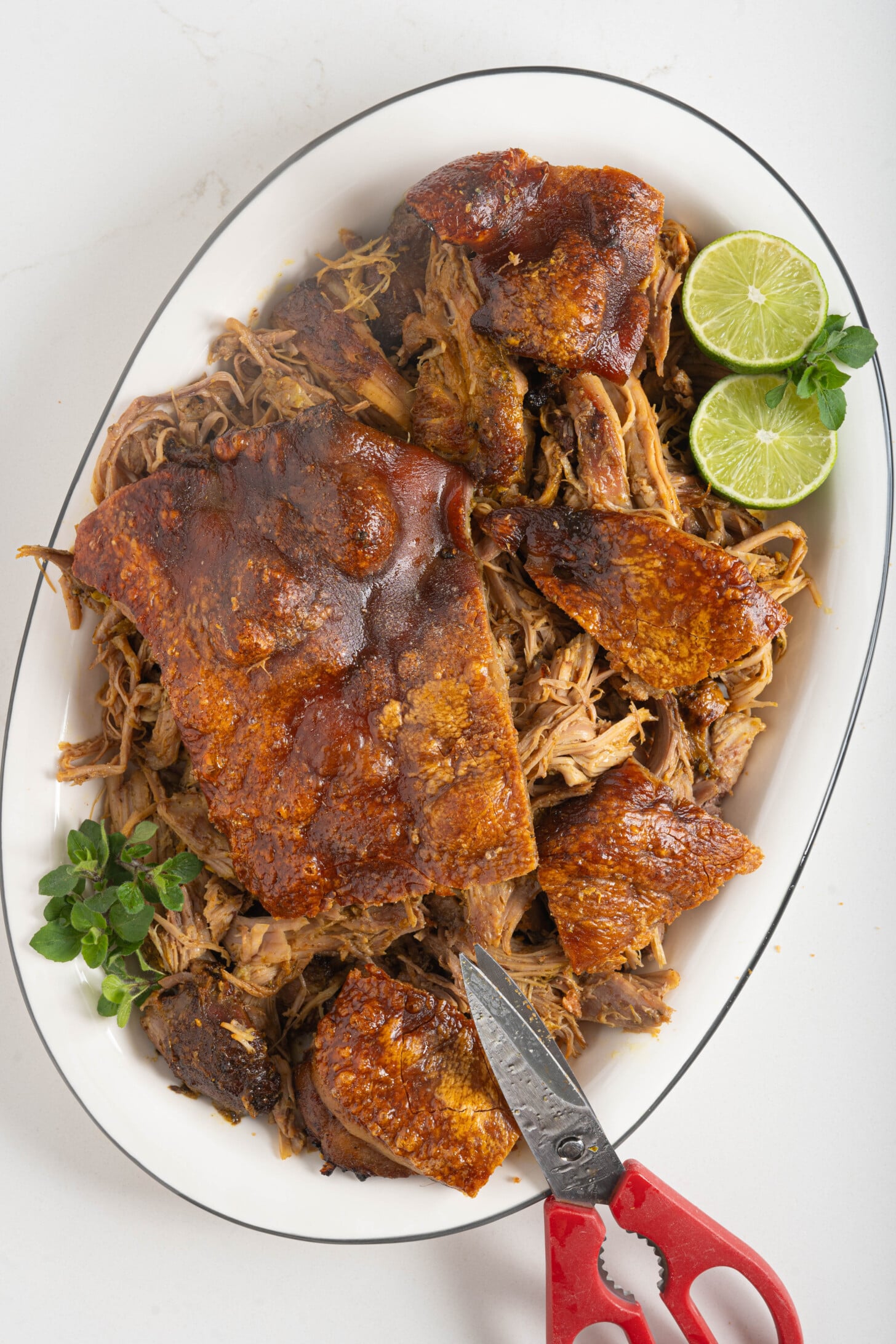 A plate of Puerto Rican pernil.