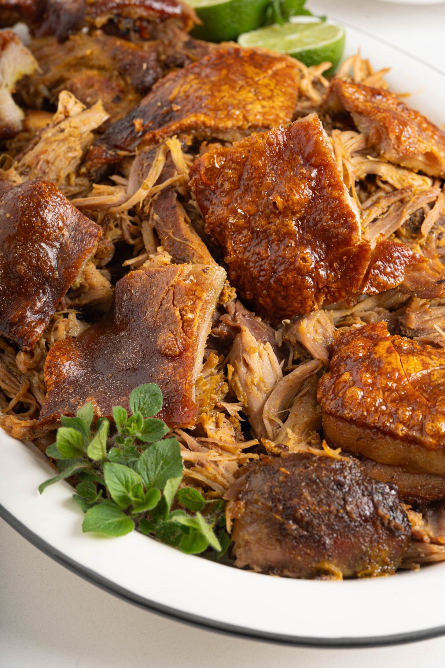 A plate of Puerto Rican pernil.