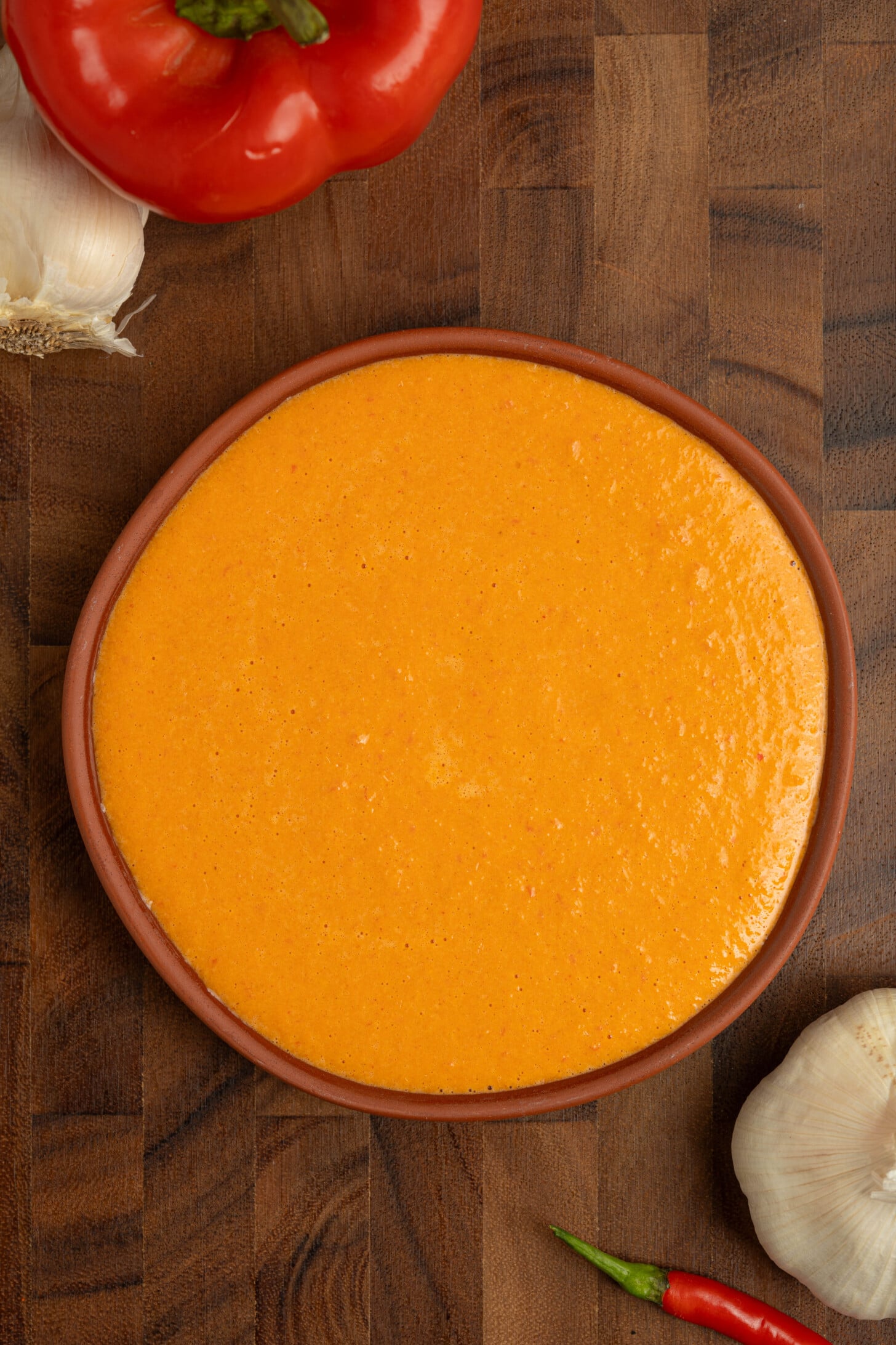 A bowl of mojo rojo (pepper sauce).