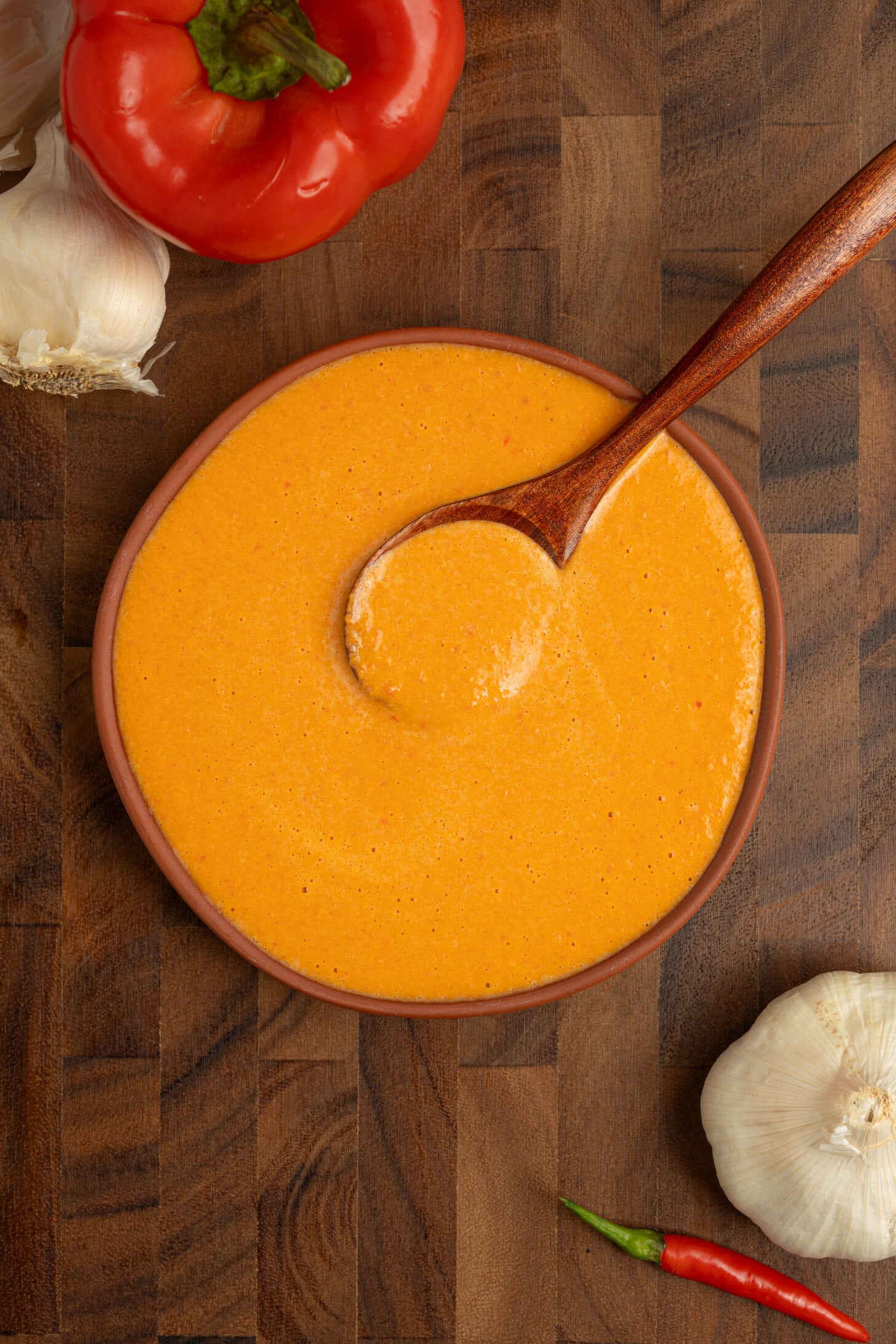 A bowl of mojo rojo (pepper sauce).