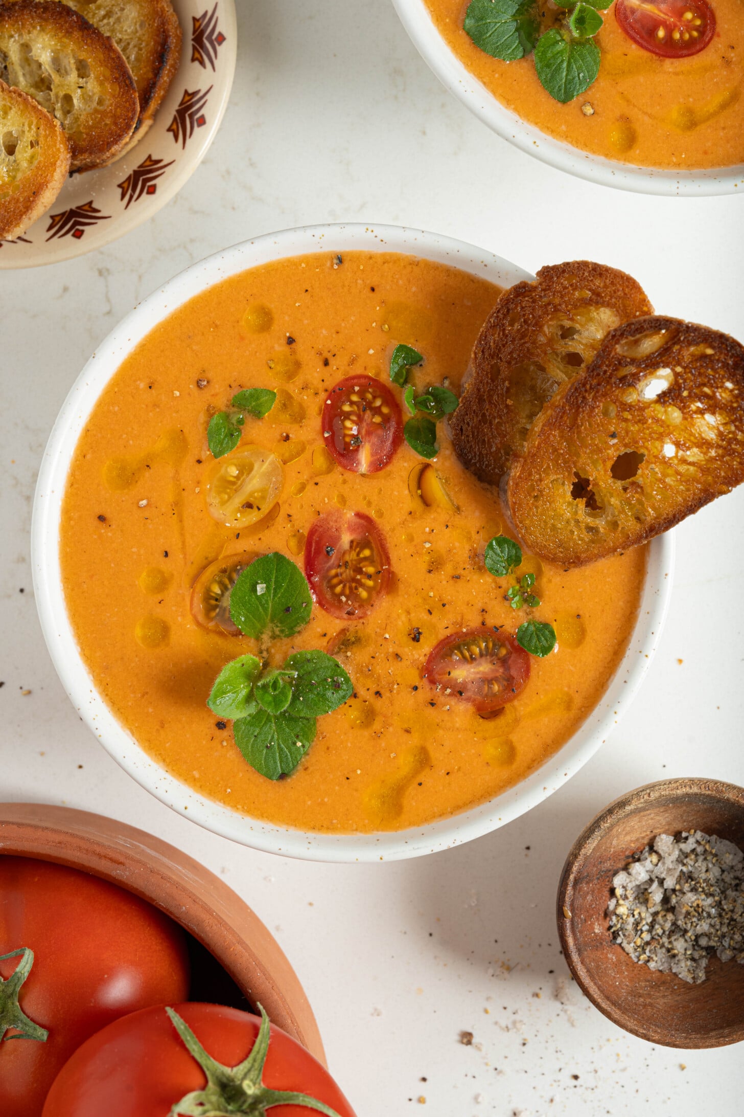 A bowl of tomato gazpacho.