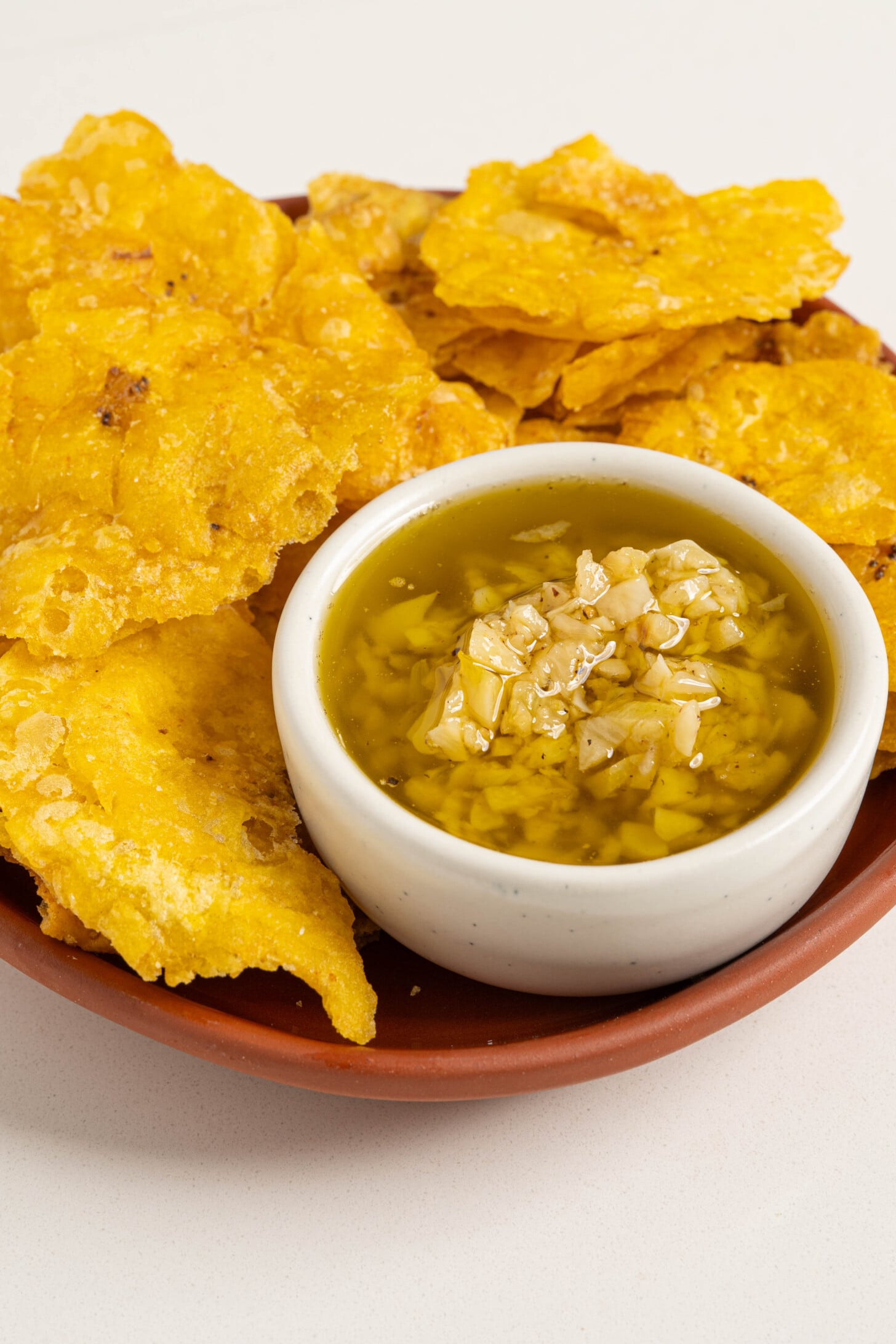 A bowl of mojo de ajo.