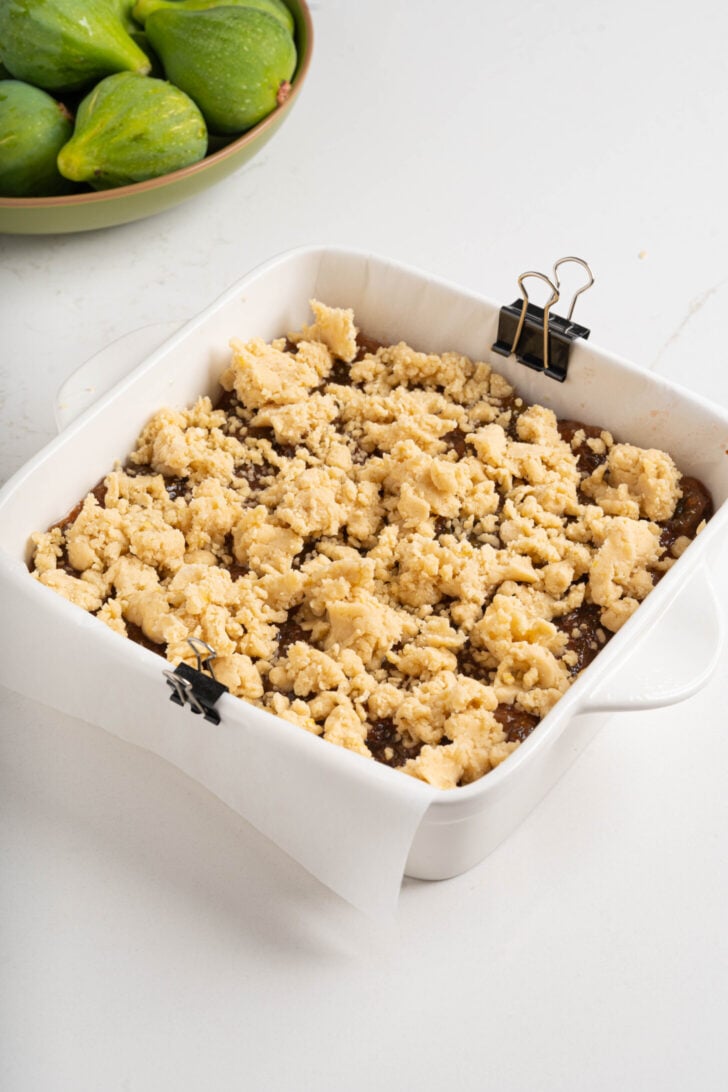 Buttery fig bars before being baked.