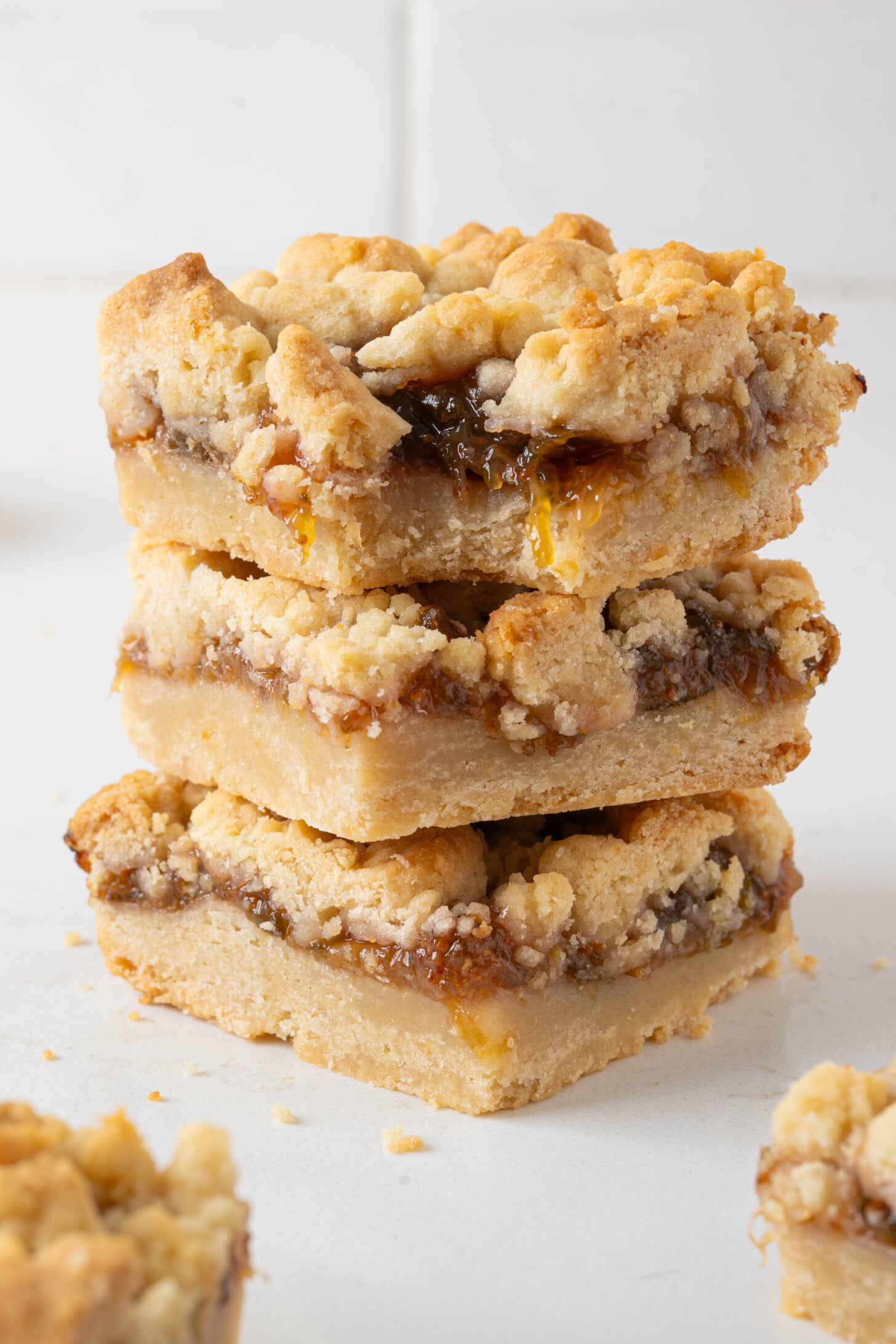 Sliced fig bars in a stack.
