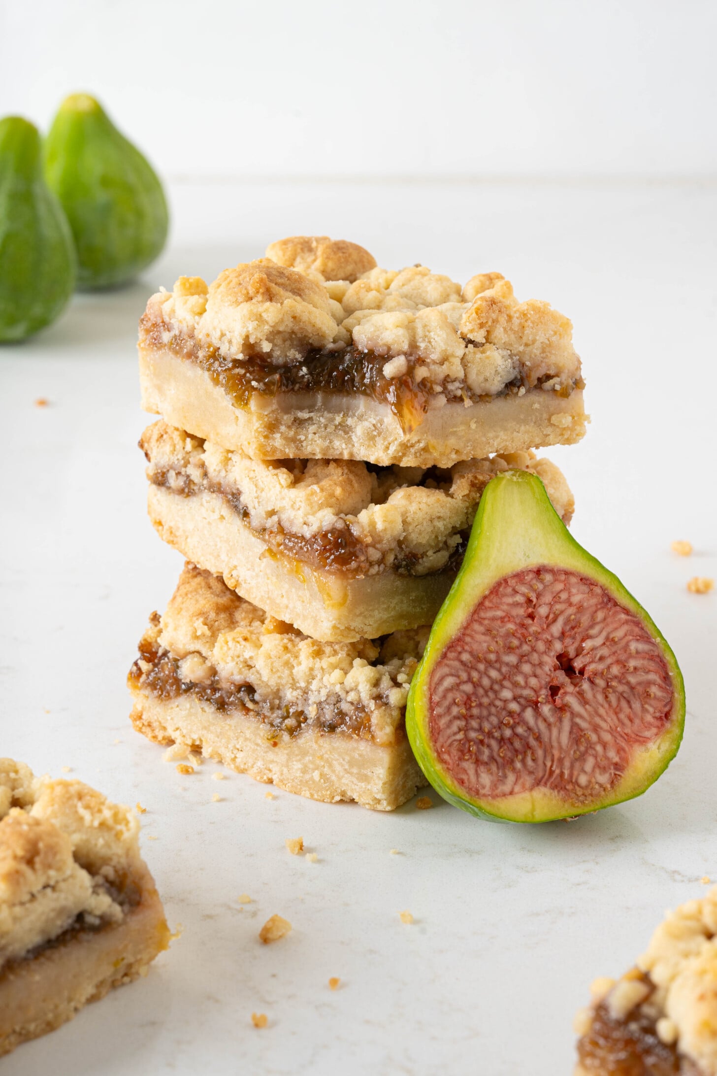 Sliced fig bars in a stack.