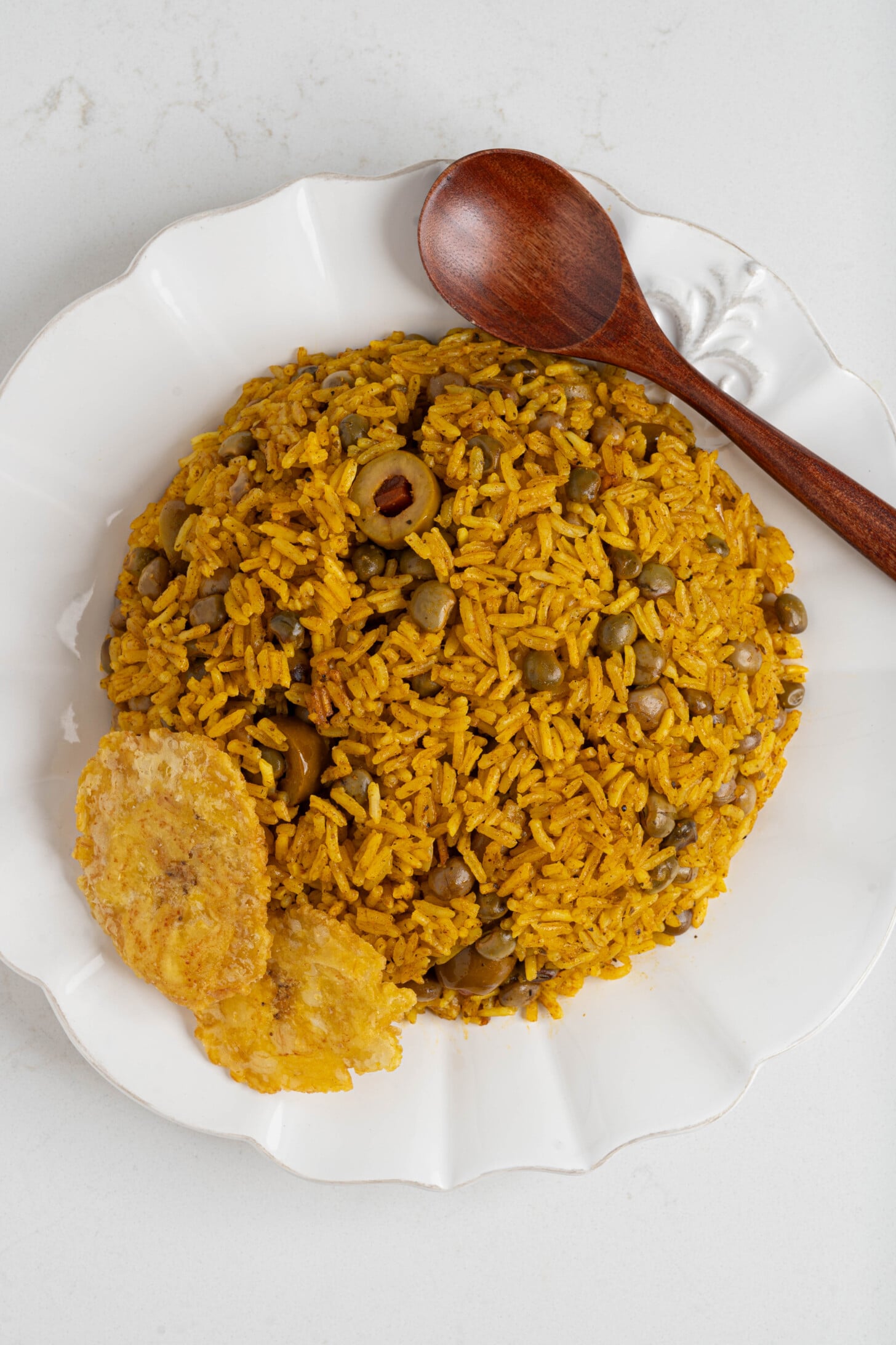 A plate of arroz con gandules.