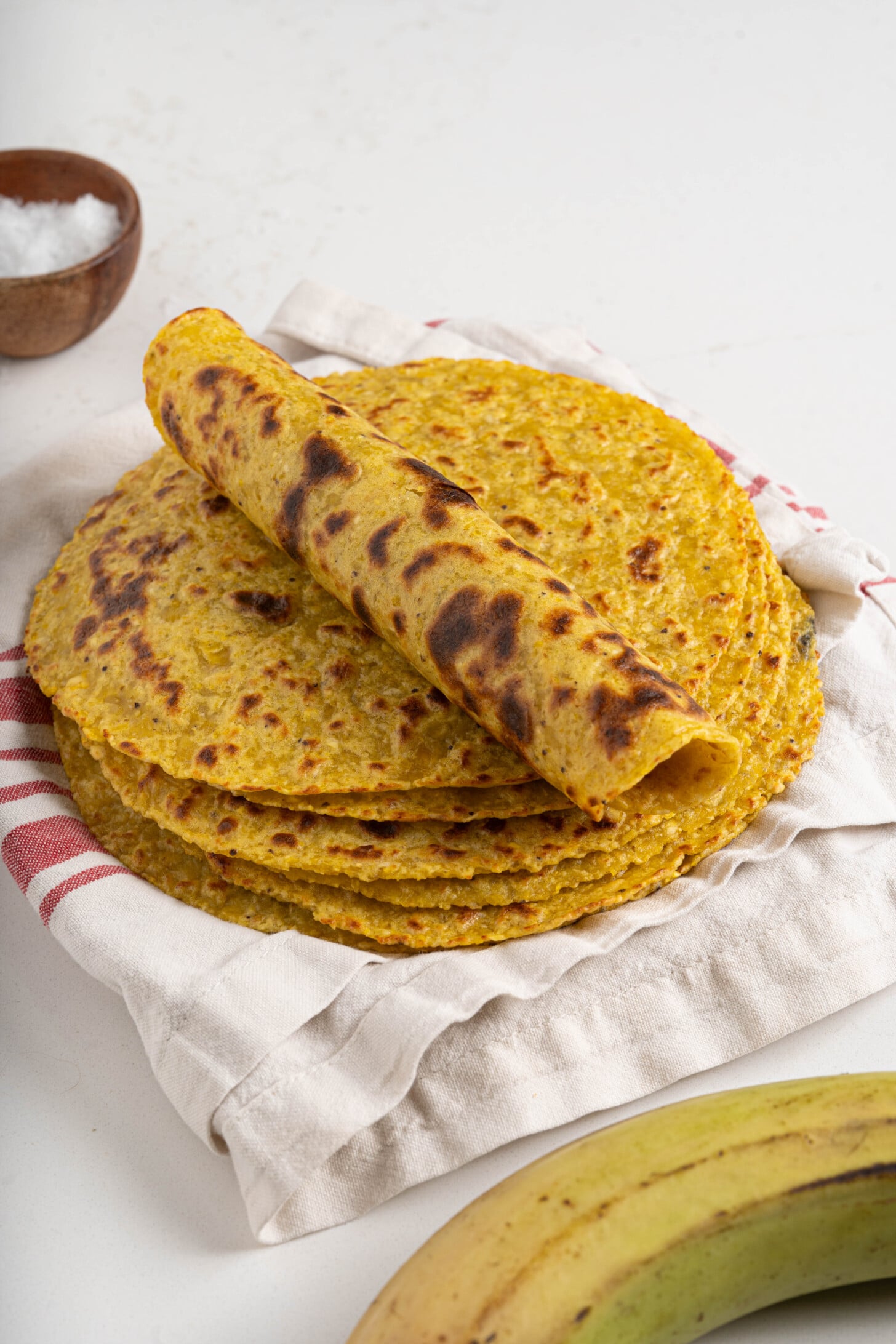 A plate of plantain tortillas.