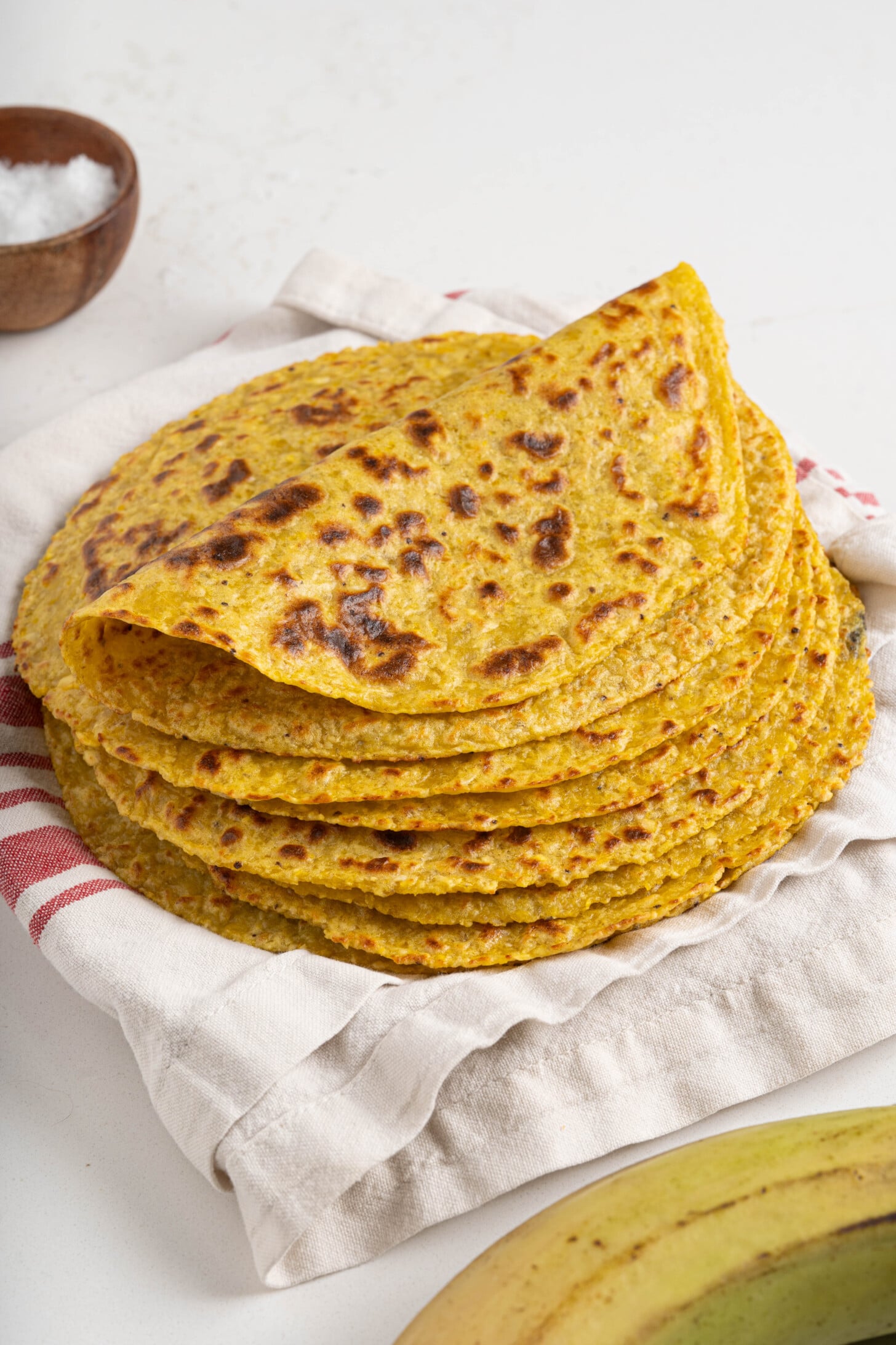 A plate of plantain tortillas.